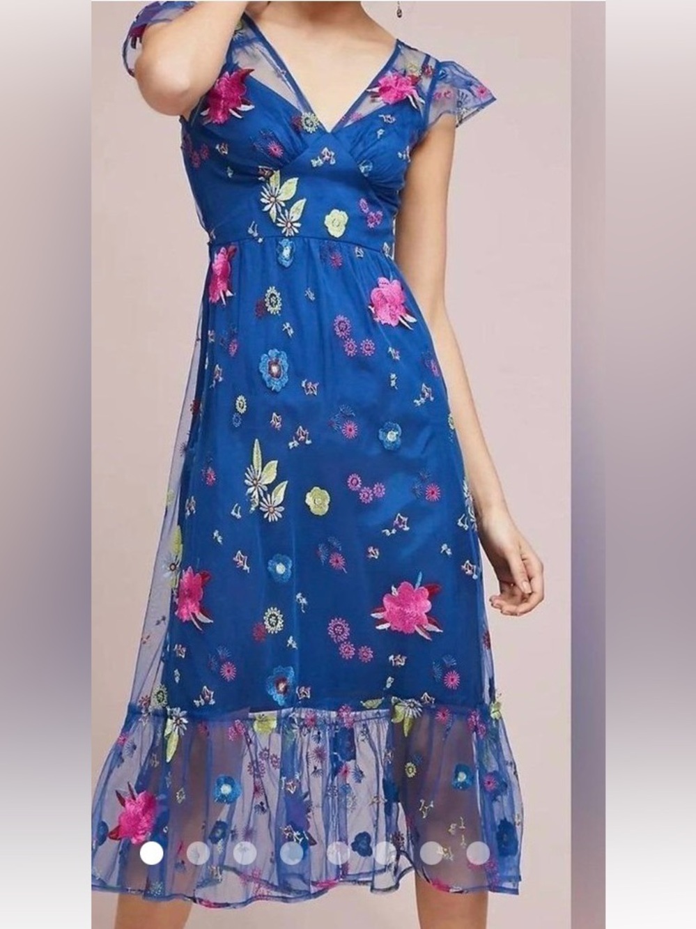 Anthropologie Floral Embroidered Dress